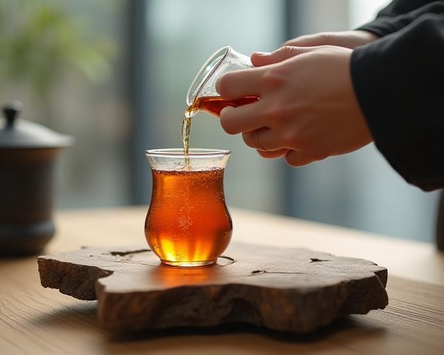 Artisan tea preparation in a modern boardroom